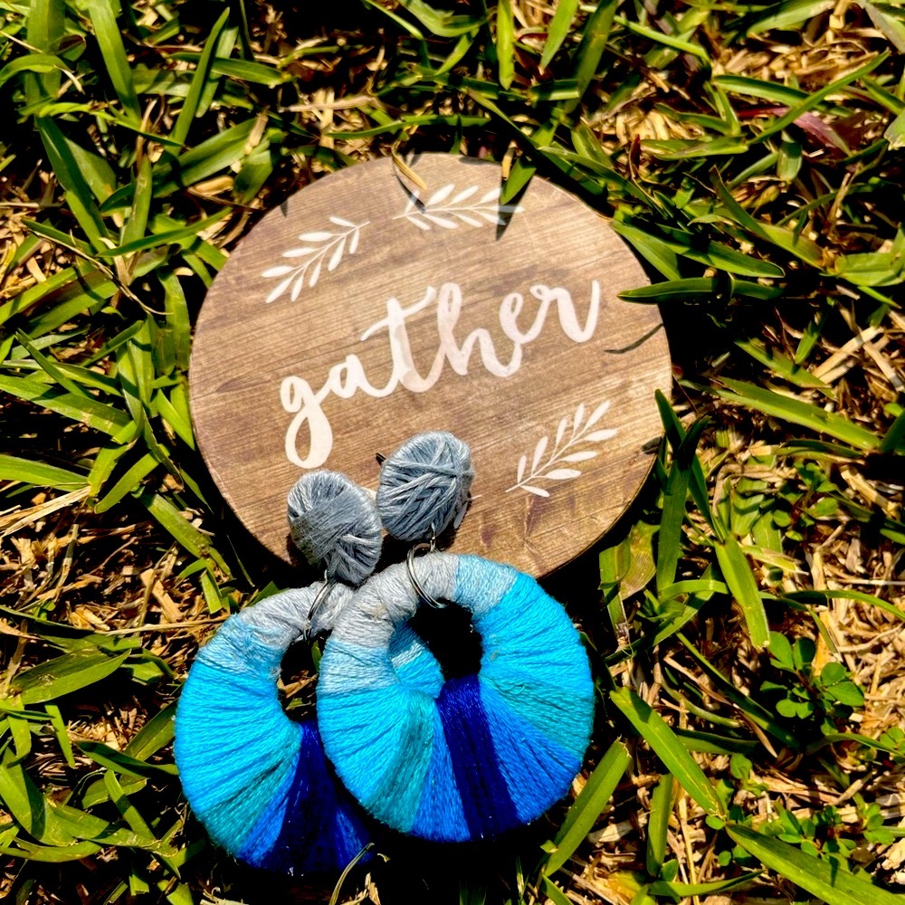 Blue Colorful Handmade Earrings